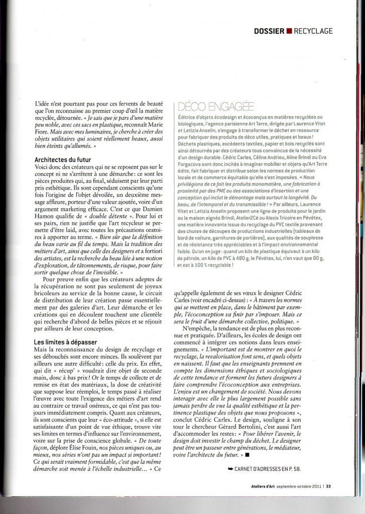 Marie Fiore, ATELIERS D'ART, page 33